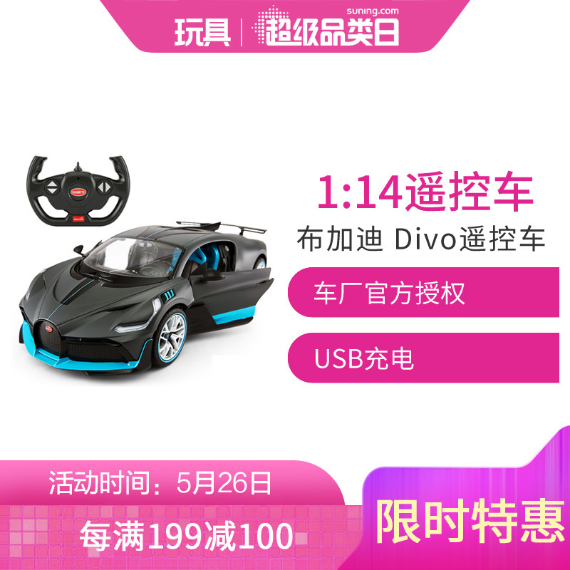 星辉(Rastar)1:14布加迪 Divo遥控汽车儿童电动玩具男孩跑车模型98060灰色