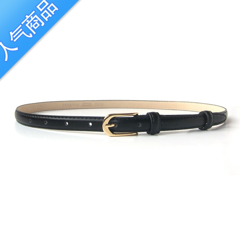 SUNTEK时尚简约百搭黑色白色细皮带女生配裙子装饰连衣裙小腰带