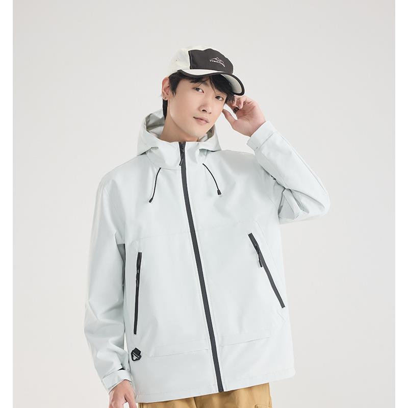 厂家直销春秋新款时尚休闲运动情侣冲锋衣男女款户外潮牌单衣夹克 4XL 男士款---山川灰