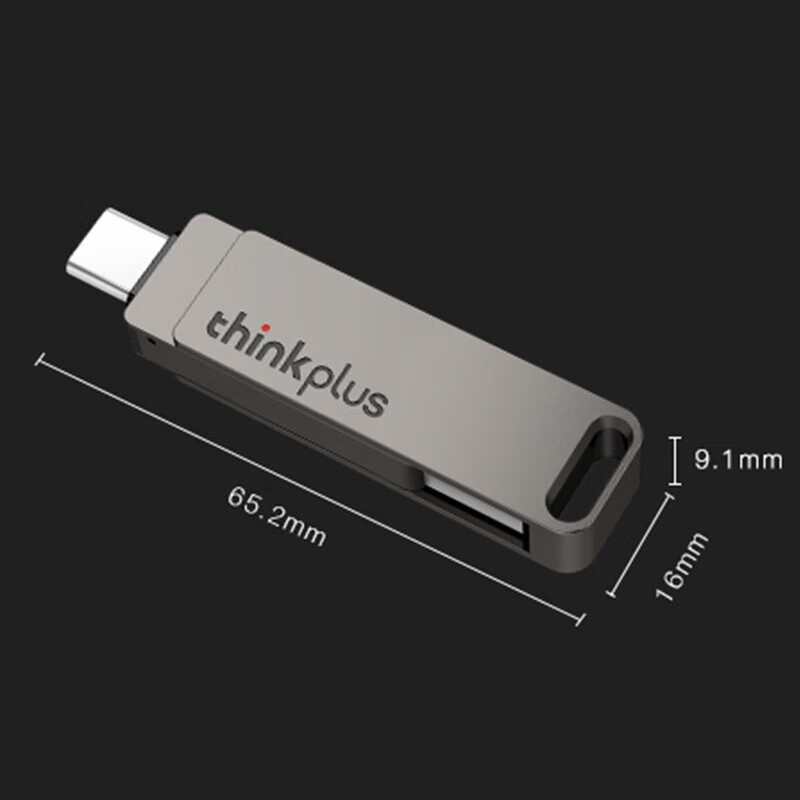 联想ThinkPlus 手机电脑两用 USB3.2高读速Type-C双接口金属U盘 MU110系列 灰色 128GB高清大图