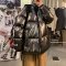 BaLuoShang@ 冬季潮流立领亮面黑色棉服潮牌宽松面包服棉衣外套男棉衣