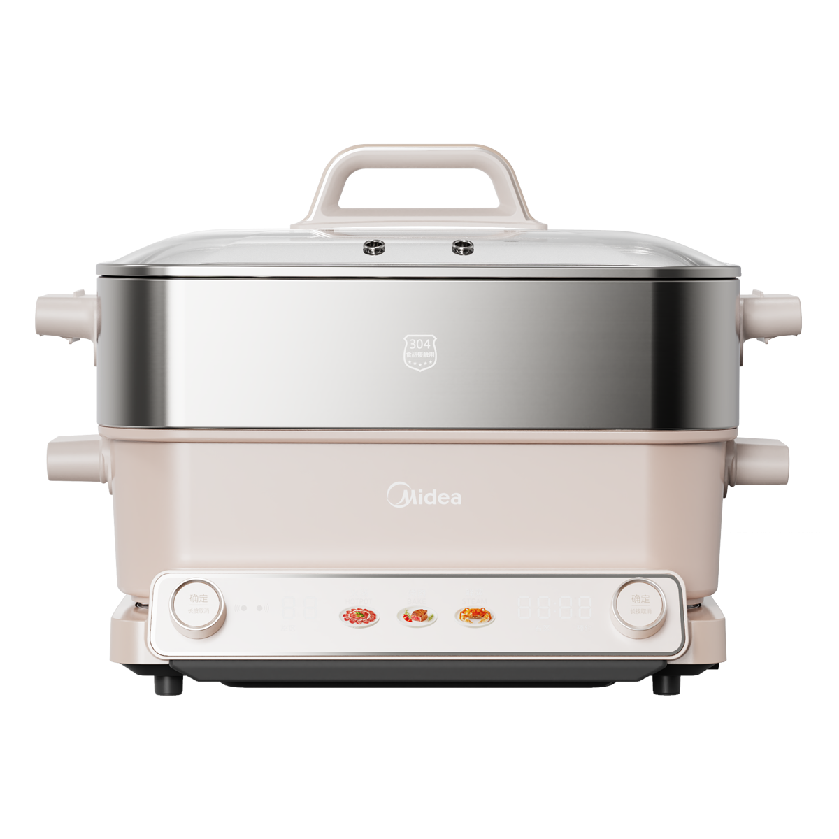 美的(Midea)电火锅钛陶0氟多功能锅不锈钢蒸锅鸳鸯火锅专用锅超薄速沸多功能一体电锅煎烤 MC-DLS332266S