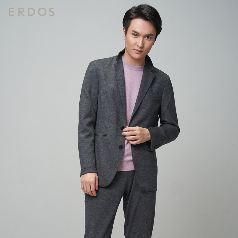 鄂尔多斯ERDOS 商务舒适保暖修身显瘦羊毛男士大衣外套夹克