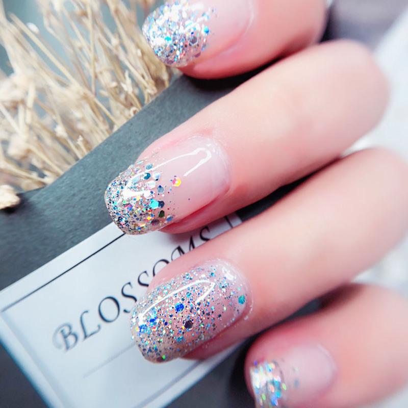 美甲闪粉指甲闪粉六角亮片镭射粉超闪14色大小混合粉璀璨细粉10g银色