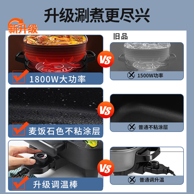 美的(Midea)电火锅6L火锅专用锅烤鱼锅速沸电锅一体1800W多功能锅电煮锅火锅MC-DY3030Easy101高清大图