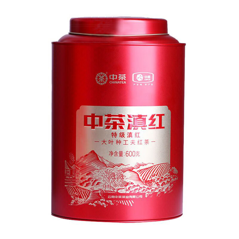 中茶茶叶礼盒茶叶滇红茶特级云南大叶种工夫红茶铁罐装600g