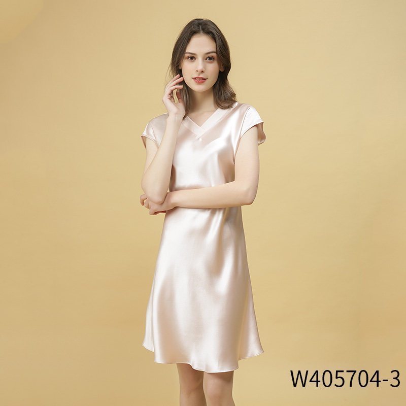 美帮汇100真丝睡裙秋冬无袖真丝睡衣睡裙女桑蚕丝睡裙性感色 W405704藕粉色睡裙 170(XL)否