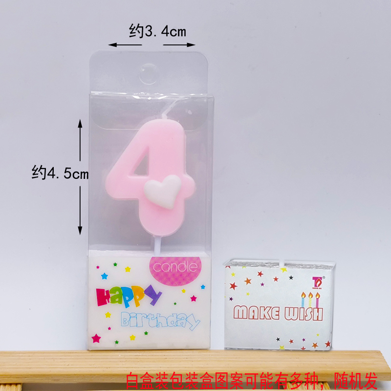 小窝厘 数字蜡烛表面爱心高品质淡粉蓝卡通蛋糕装饰粉色 盒装数字 共50个( 订单备注具体数字)高清大图