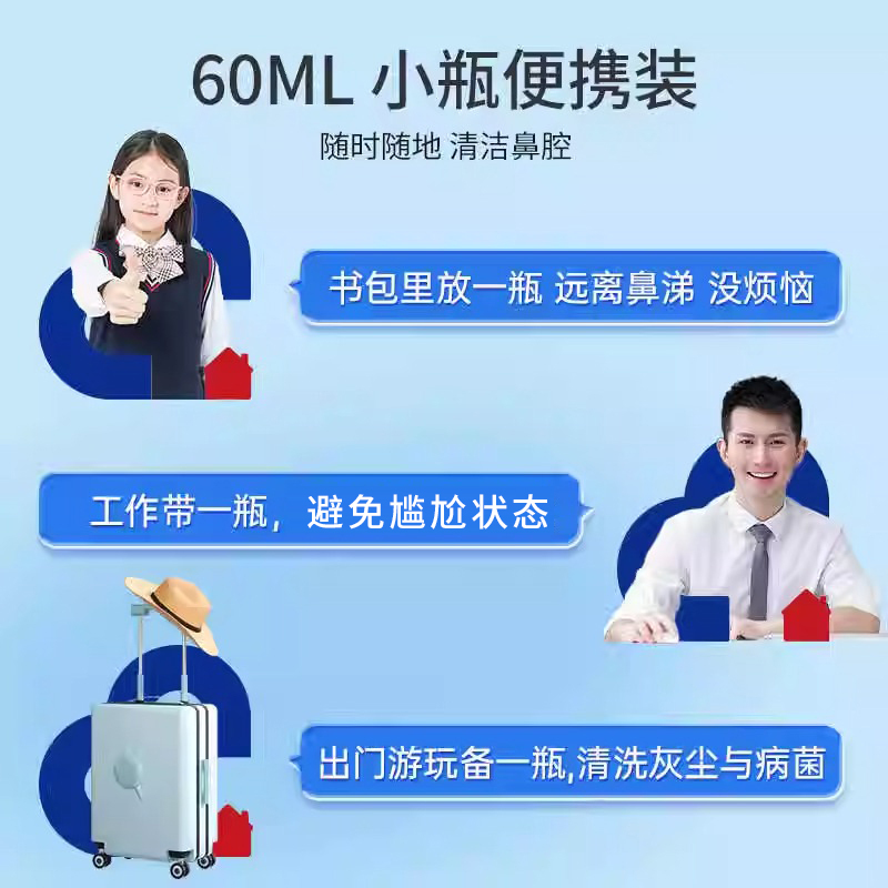 医用生理性海水鼻腔喷雾成人儿童洗鼻腔专用清洗鼻腔 60ML 3瓶