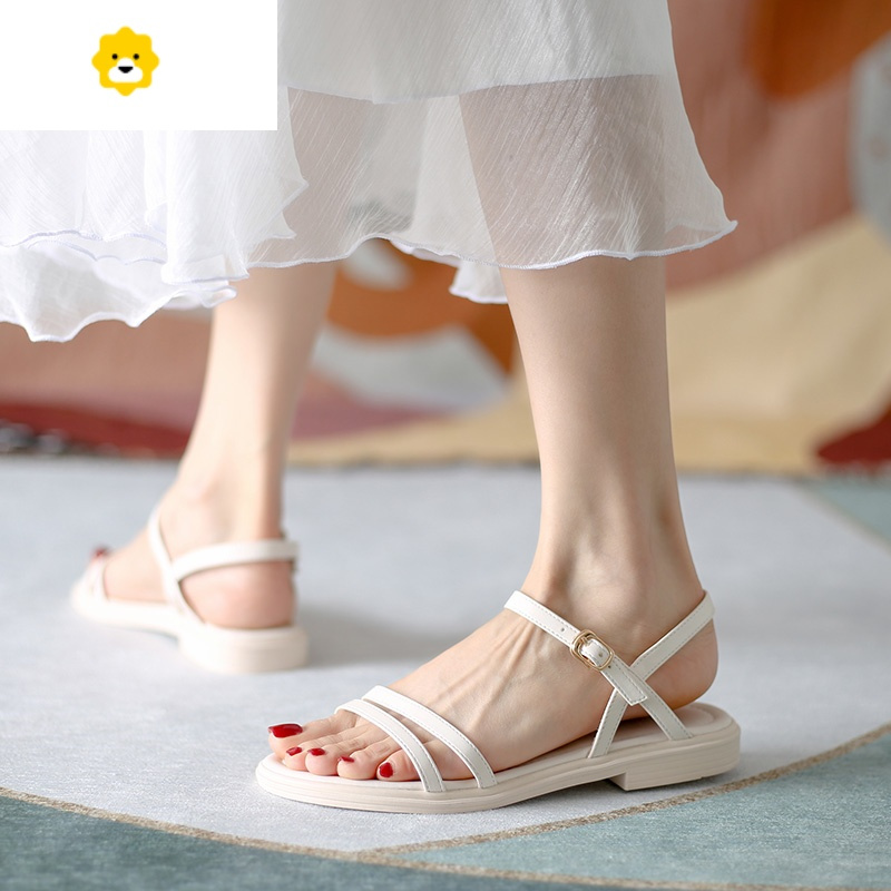 fishbasket一字带凉鞋女女款夏季新款平底舒适时装仙女风学生简约细带