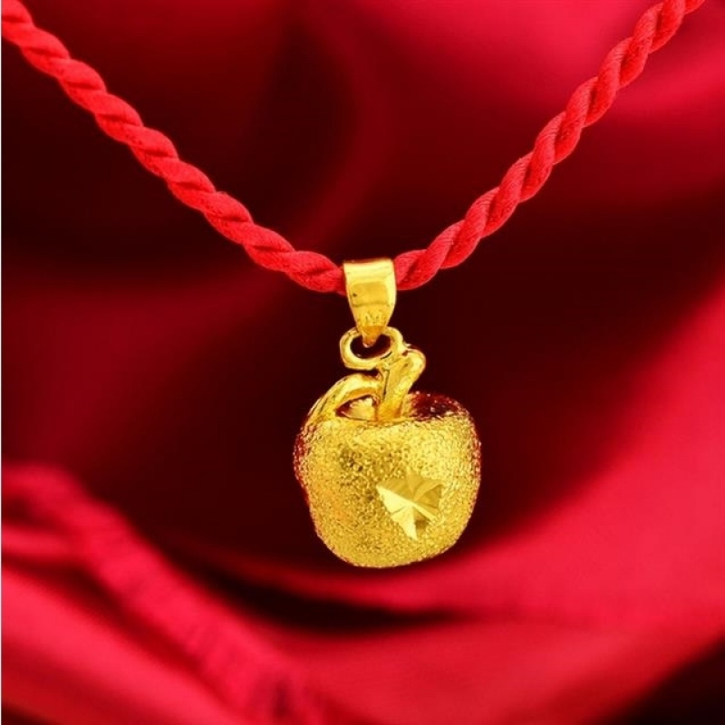 24k镀金镂空大转运珠百搭坠女士红绳项链欧币沙金不色