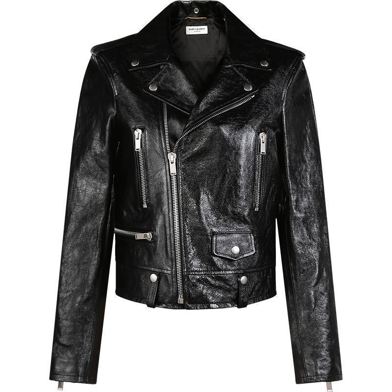 圣罗兰 saint laurent 女士牛皮革夹棉机车夹克皮衣外套481862 yc2ni