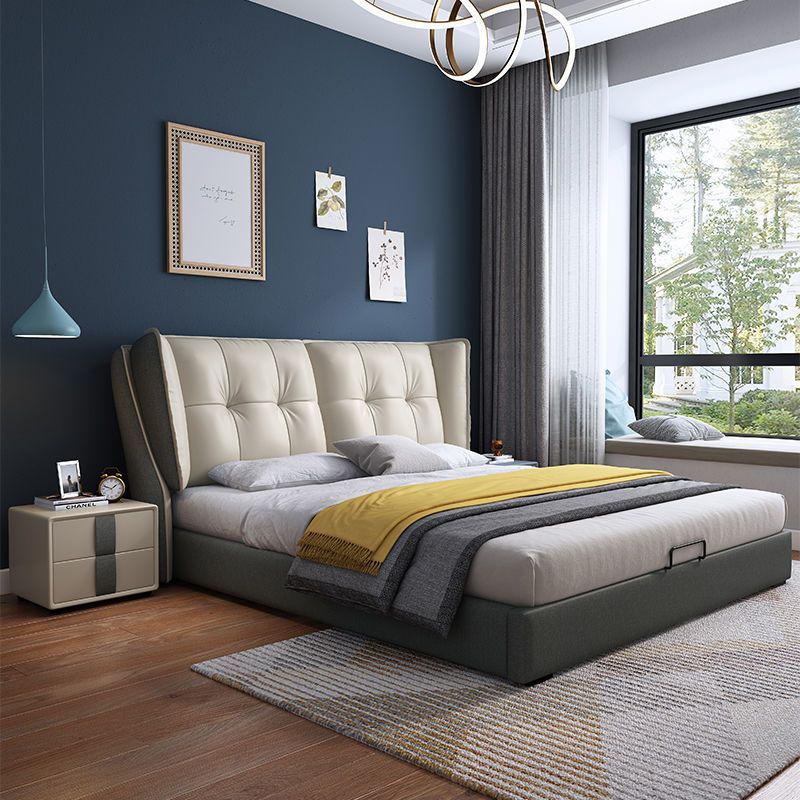 北欧真皮床科技布床现代简约双人床18米15米床储物软包主卧婚床