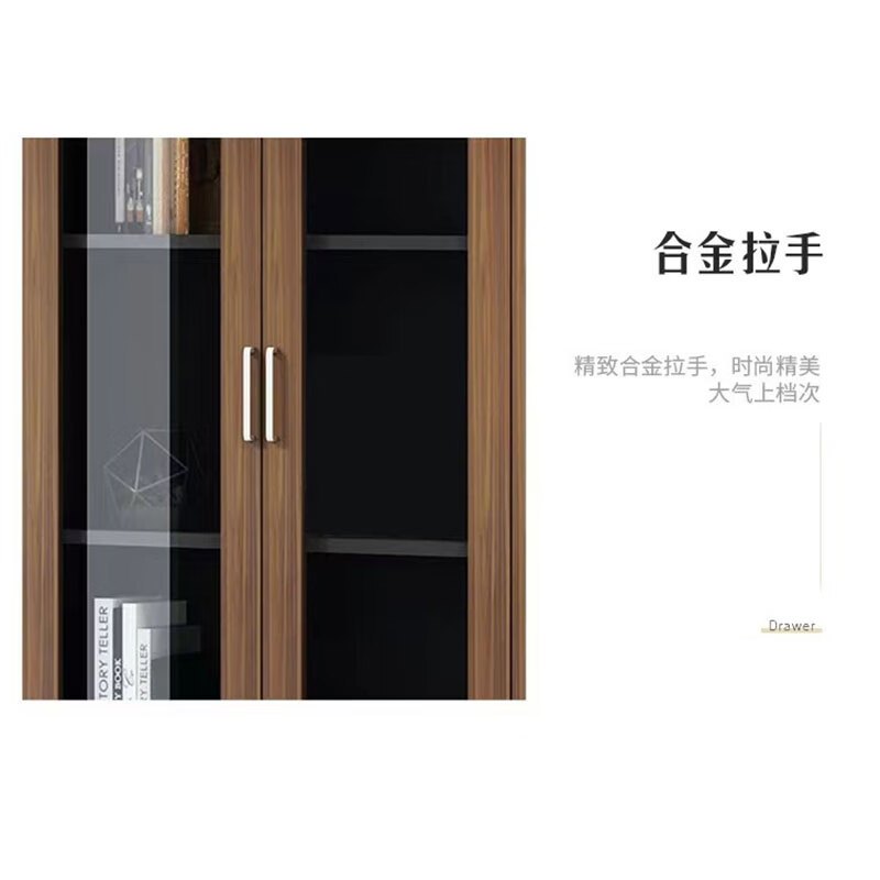 北尧长青 木质文件柜办公室资料档柜简约现代玻璃门 六门书柜高清大图