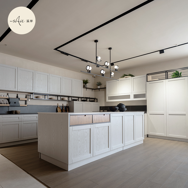 溪岸橱柜定制整体现代北欧风轻奢开放式厨房厨柜小户型设计定做