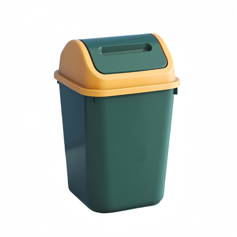 凡礼格方形摇盖垃圾桶 绿色大号