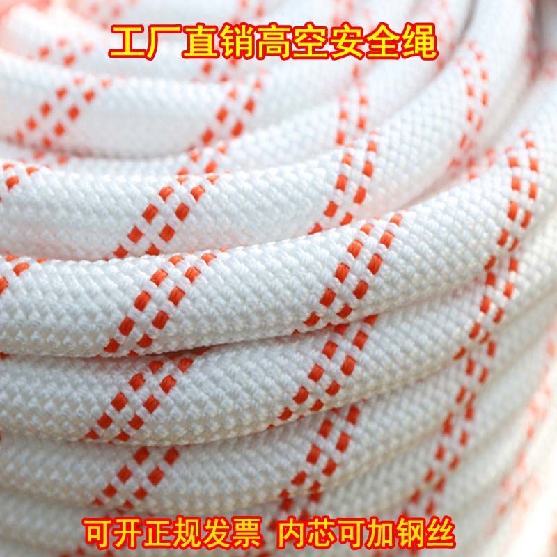 高空作业安全绳尼龙绳软绳子批发钢丝芯丙纶逃生捆绑拉绳耐磨牛绳 10毫米钢丝芯10米(几十米买几件)