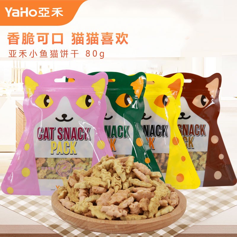 亚禾 猫饼干160g(80g*2袋) 猫薄荷 猫用 小鱼饼干 猫零食 小鱼干