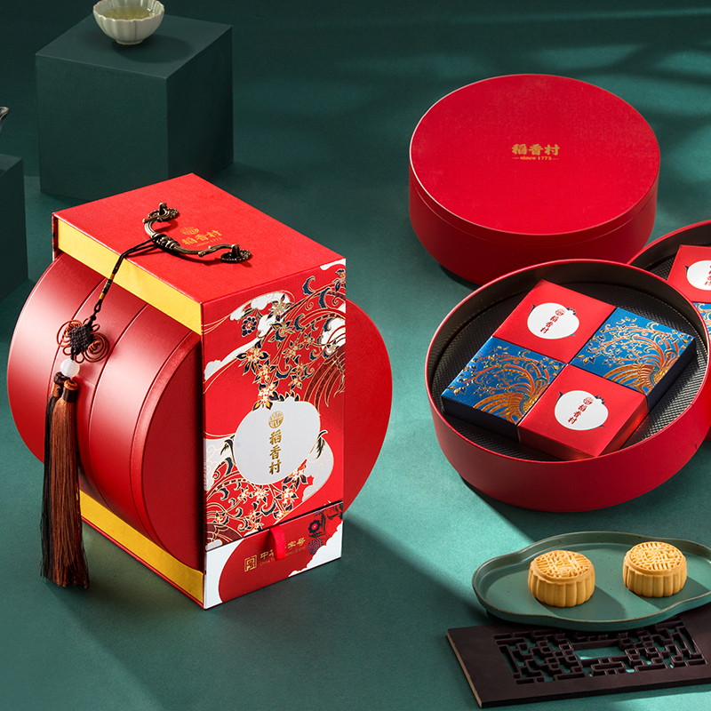 稻香村 大红灯笼多口味组合月饼840g 12枚 (盒)