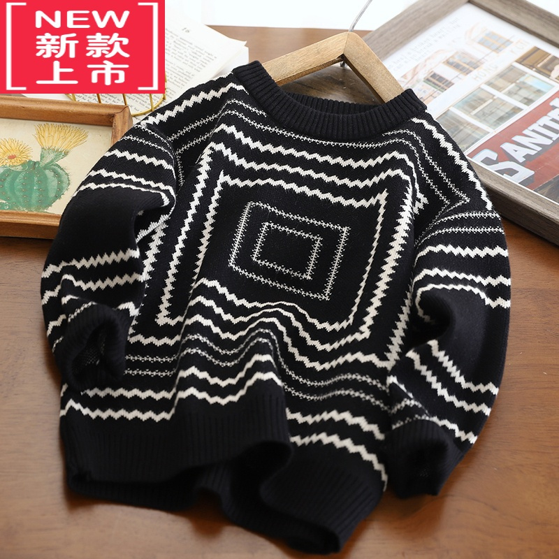 可莉允男童毛衣针织衫2022秋冬新款儿童加厚保暖套头衫洋气韩版宝宝上衣