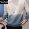 HLCOMANins渐变色卫衣男粉色长袖T恤男装上衣潮流休闲痞帅小熊外套