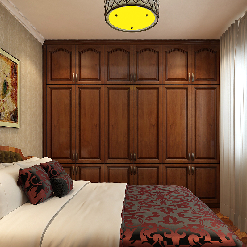 整体衣柜定制卧室主卧欧式美式红樱桃实木衣柜定做全屋原木大家具