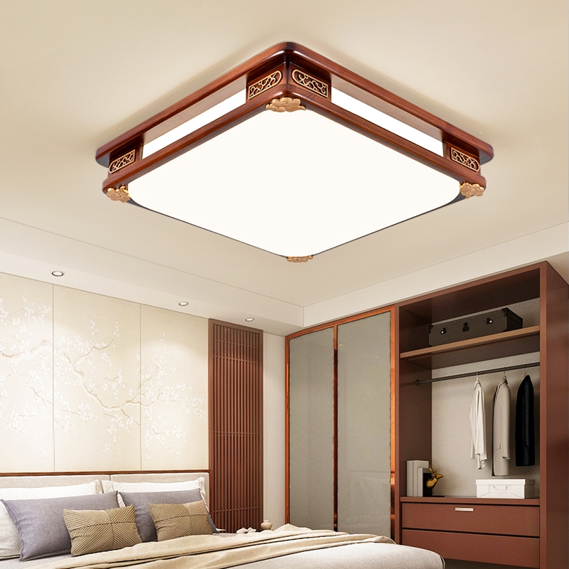 古达新中式木吸顶灯客厅灯led大厅灯长方形中国风餐厅卧室现代灯具