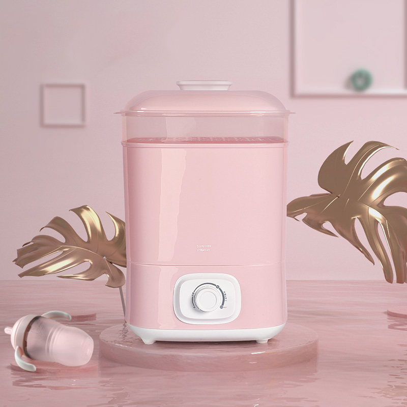 babycare奶瓶消毒器 婴儿消毒柜带烘干多功能蒸汽奶瓶消毒锅杀菌 暮色粉6920