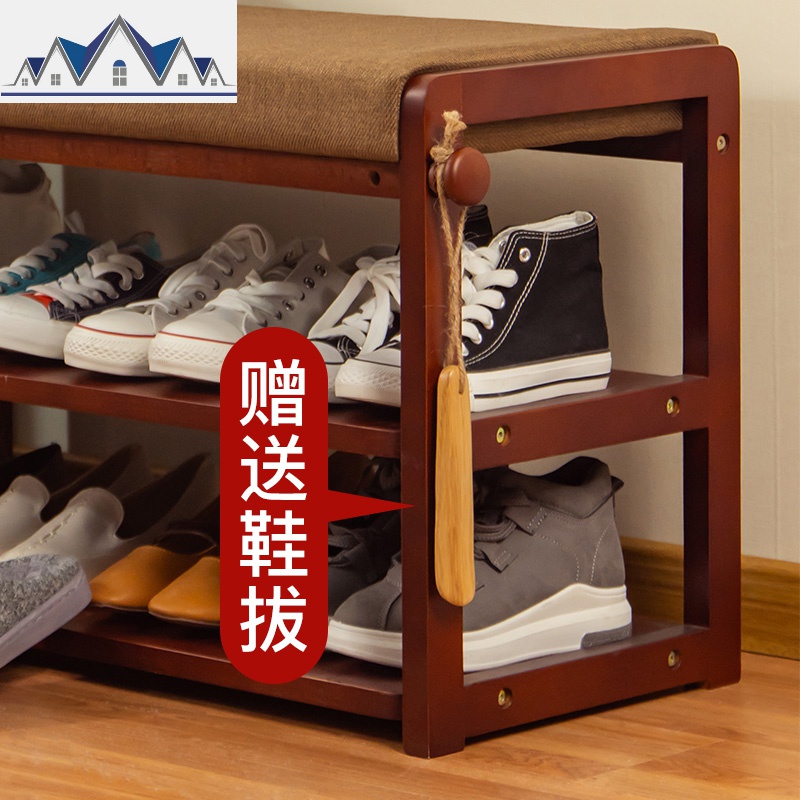 实木换鞋凳 简约现代布艺沙发脚凳储物鞋柜收纳玄关穿鞋凳 三维工匠收纳凳高清大图