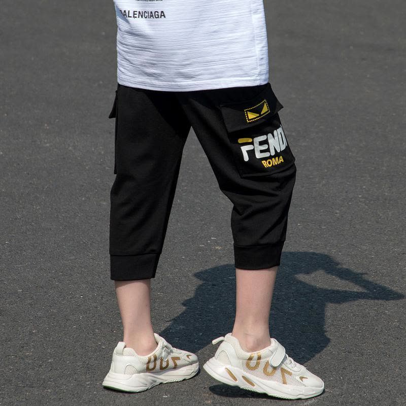 冰丝夏季薄款男童七分裤韩版中裤休闲运动短裤弹力宽松男童工装裤图片