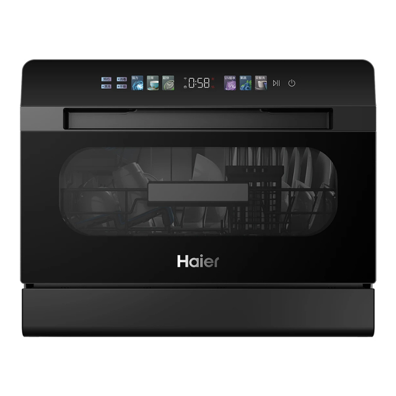 海尔(haier)小海贝台式洗碗机8套小型家用 高温+独立UV除菌 洗消一体智能开门速干7天存储ETW83286KHU1