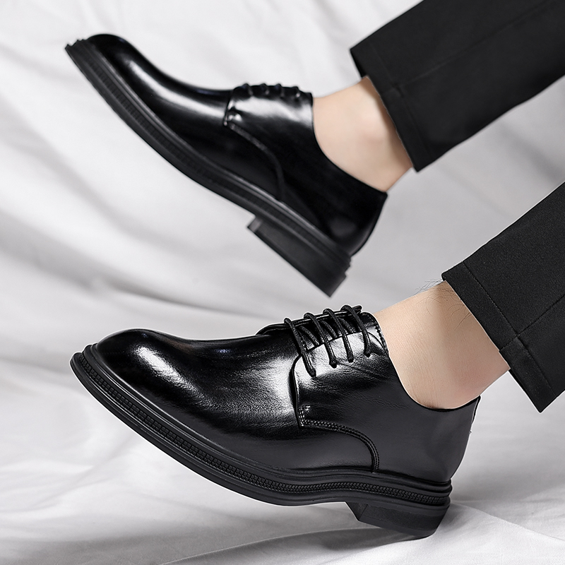 迪罗尼卡内增高8男士春夏透气英伦风正装商务黑色尖头增高休闲结婚新郎高清大图