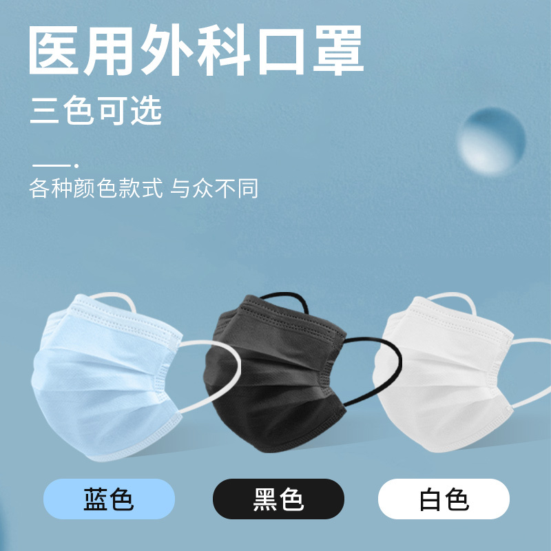 一喜一呵医用外科口罩一次性医疗级防护成人平面口罩灭菌独立包装100片装 蓝色