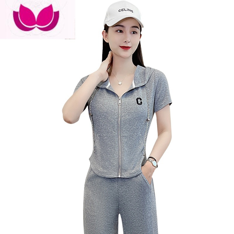七斓短袖运动服套装女夏季2023新款时尚洋气减龄休闲网红小个子套