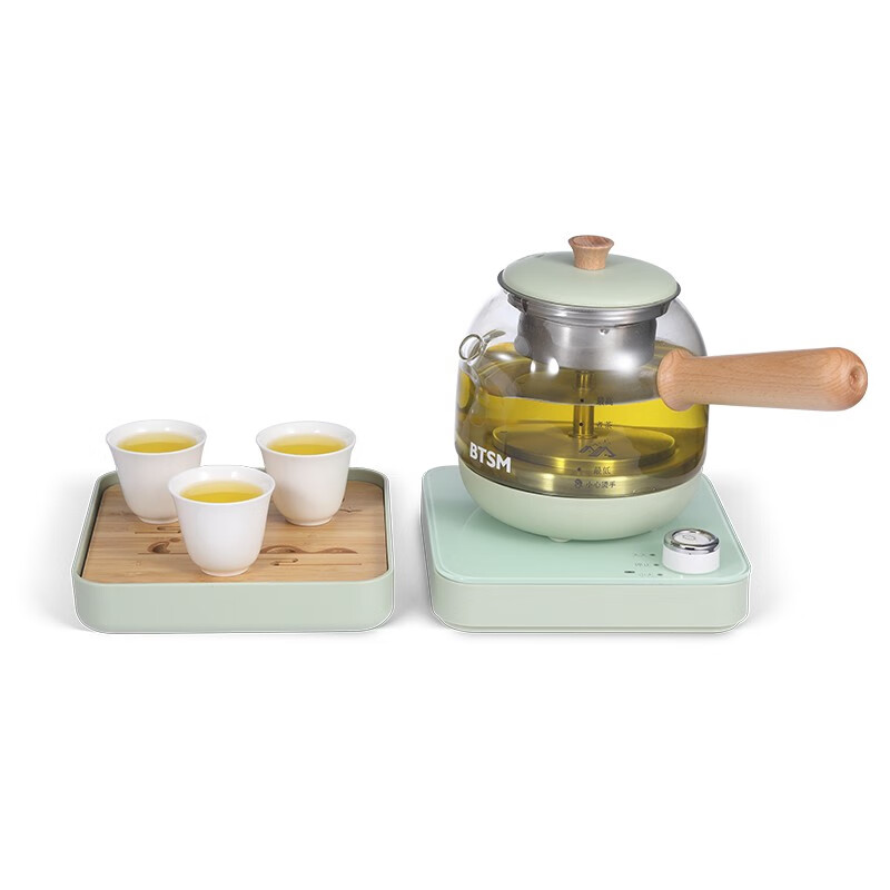 BTSM BTZC-602A 电热水壶 500ml 煮茶壶+底座+茶盘+茶杯(单位:套)草绿色