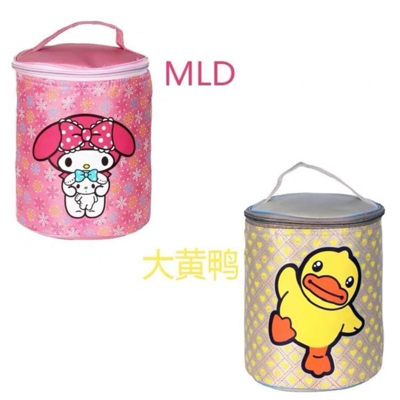 学生饭盒保温袋加厚手提袋圆形饭盒袋装饭盒的袋子铝箔加厚手提袋 蓝叮当