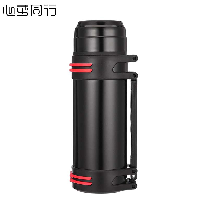 心梦同行旅行保温壶大容量304不锈钢保温杯背带便携热水壶户外水杯 2000ml 1261/个 2000ml黑色