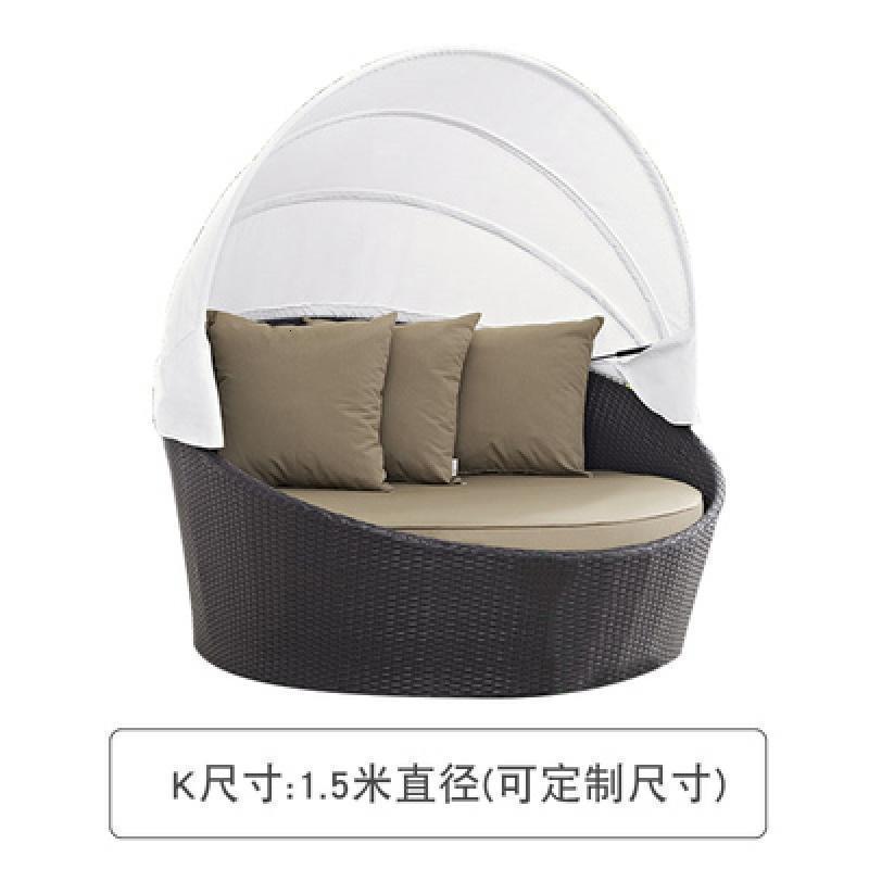 森美人户外大圆床休闲泳池藤编创意沙发床沙滩酒店躺床阳台懒人躺椅家具 K款