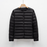 纯色短款长袖简约羽绒服女新款时尚圆领鸭绒秋冬外套_682 XXXXL 黑色