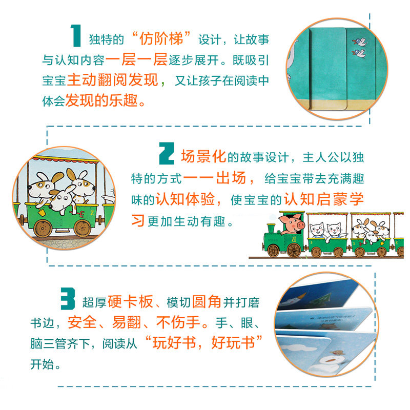 宝宝的第一套楼梯书[全3册] [正版]宝宝的楼梯书企鹅,企鹅,你去哪儿? 火车,火车,你去哪儿? 小象,小象,你去哪儿?高清大图