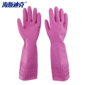 海斯迪克胶皮清洁手套 洗碗防水保洁工作劳保手套 38cm本色L码 10双 HK-5177