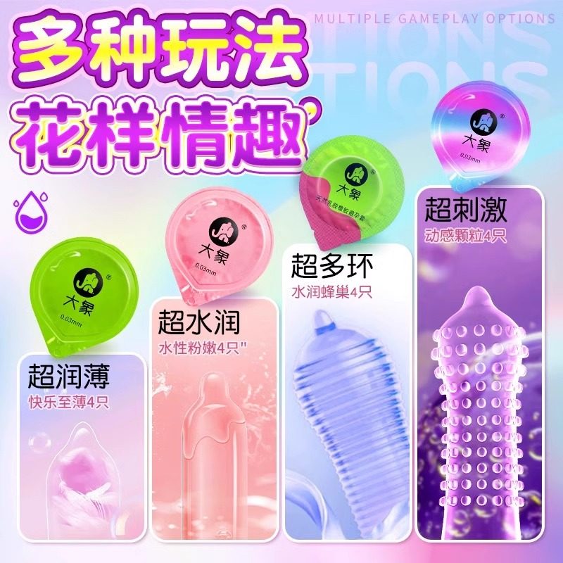 大象避孕套情趣8合一囤货家庭装32只大颗粒螺纹男用超薄玻尿酸正品001安全套套成人情趣用品高清大图