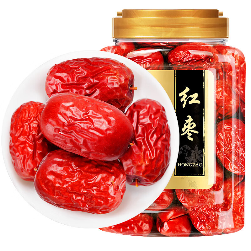 福东海 红枣400g/罐[肉质瓷实型]家庭实惠装 新疆大枣灰枣 皮薄核小大枣干枣 养生茶