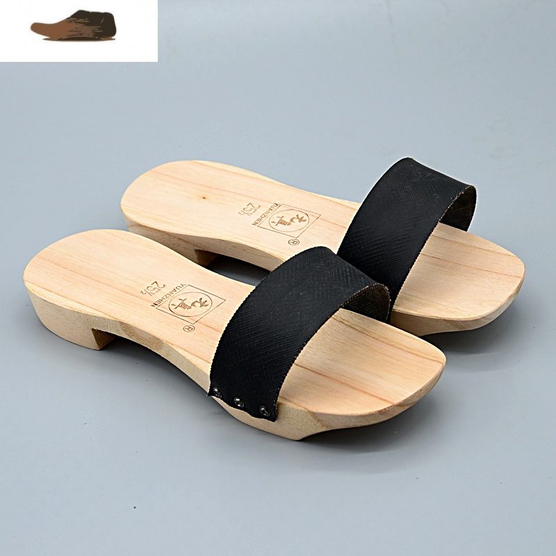 ideamini广西乡村土木鞋 怀旧木屐 元真牌纯木面木拖鞋男士大码拖鞋