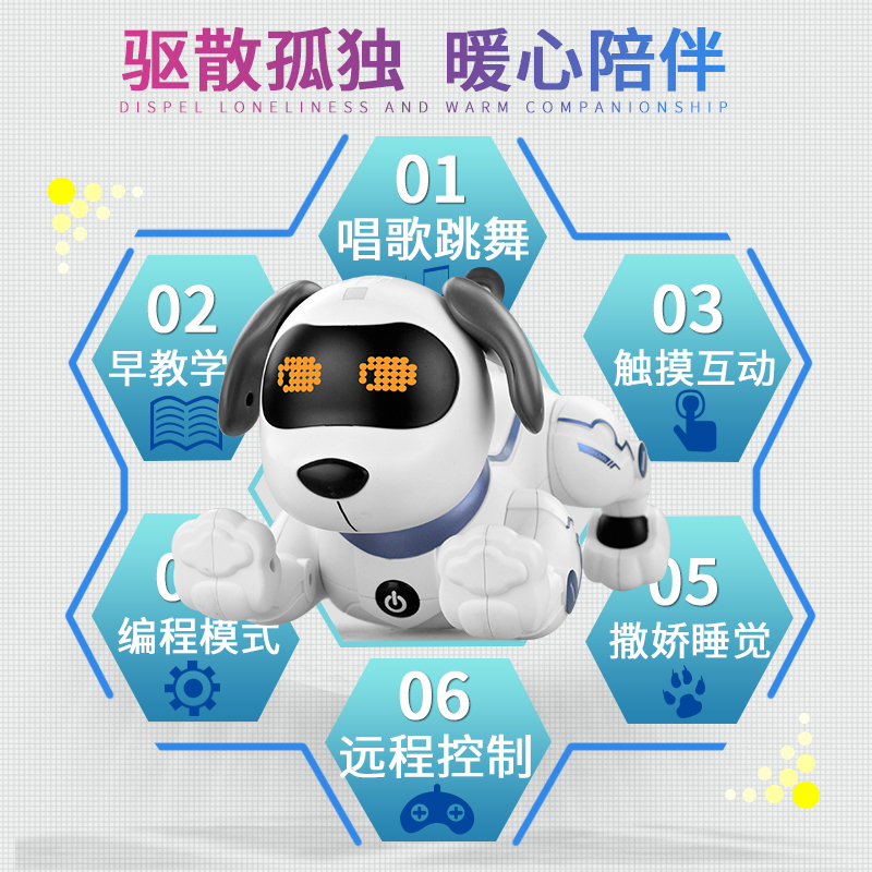 智能仿真遥控机器狗电动宠物狗玩具儿童机器人3-4岁益智启蒙玩具(遥控编程特技狗)