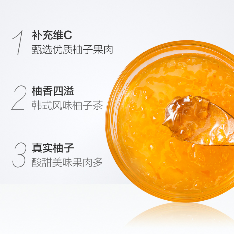 [1瓶装]福事多蜂蜜柚子茶500g[沥干物≥40%]百香果柠檬罐装冲饮水果茶泡水喝的东西冲泡茶饮高清大图
