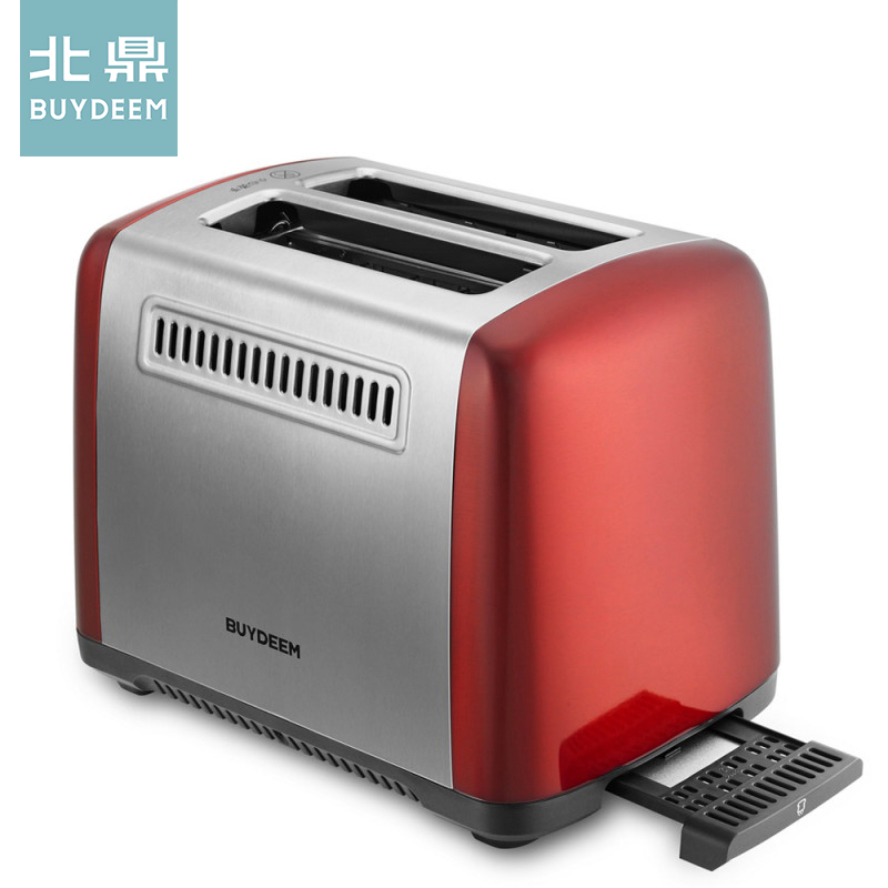 北鼎(buydeem)烤面包机D612家用加热;烘烤;解冻多功能全自动早餐多士炉 2个面包槽 锦葵红