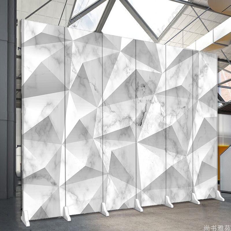 BONJEAN北欧简易屏风隔断纹理抽象客厅折叠办公室背景经济型布艺移动折屏高清大图