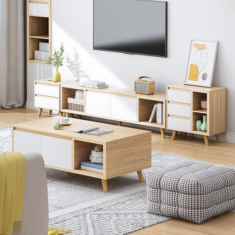 腾煜雅轩 简约现代人造板式家具 地柜式电视柜组合套装客厅茶几茶桌小