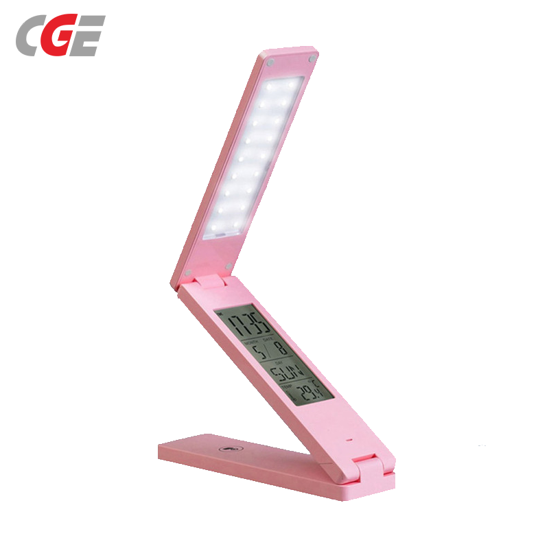 创意 CGE FX010 充电万年历护眼台灯 创意折叠礼品阅读灯 USB护眼台灯触摸调光 智能家居日用 智能照明 粉色